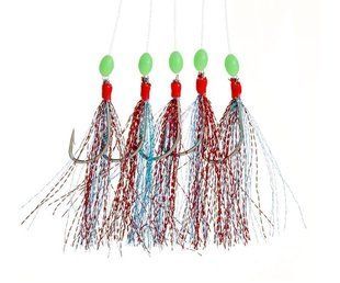 Оснащення морське Fladen Glitter Feather Rig Red Turquoise №3