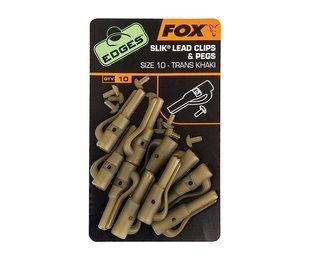 Безпечна кліпса FOX Edges Slik Lead Clips + Pegs Trans Khaki Size № 10