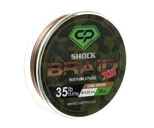 CARP PRO DIAMOND Плетений PE 8x шок-лiдер 35 lb 25 м коричн. камо