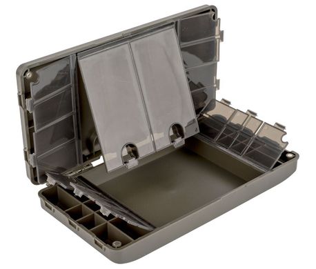 Tackle Safe Box, 24x12x3,5 cm - Двостороння пластикова багатосекційна коробка для коропового росхідника та дрібного інструменту, з прозорими кришками-клапанами, розміри: (24см x 12см x 3,5см)