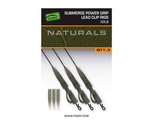 Naturals Sub Power grip lead clip 30lb - Набір готових монтажів "Безпечна кліпса" на ледкорі без свинцевого сердечника, 30lb, кількість: (3шт)