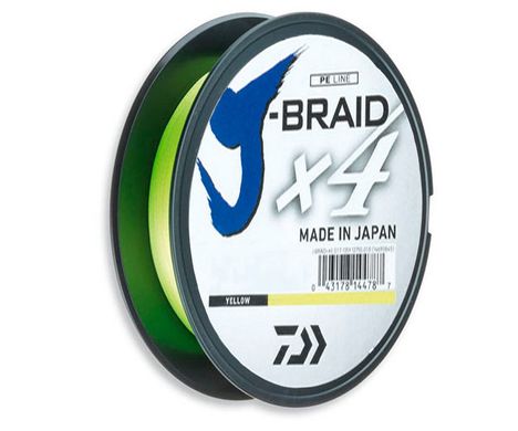 Шнур Daiwa J-Braid x4 0.33мм 22.4кг Yellow 135м, 0.19 мм