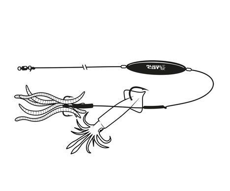 Сомове оснащення Black Cat Subfloat Worm and Calamari Rig L 100кг №2/0, №6/0