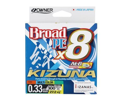 Шнур Owner Kizuna Broad PEx8 300м 0.33мм 27.2кг Multi Color