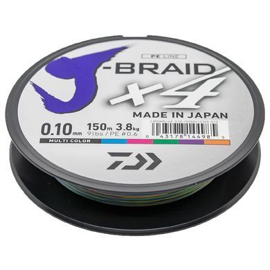 Шнур Daiwa J-Braid X4E 150m Multi Color 6.9kg 0.15mm #1.2
