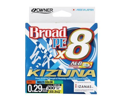 Шнур Owner Kizuna Broad PEx8 300м 0.29мм 22.3кг Multi Color