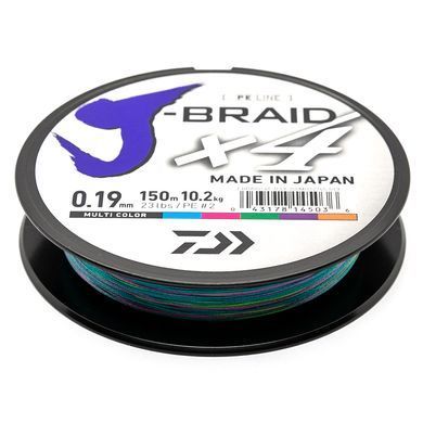 Шнур Daiwa J-Braid X4E 150m Multi Color 8.4kg 0.17mm #1.5