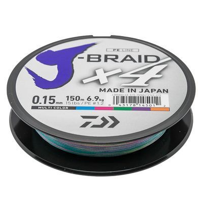 Шнур Daiwa J-Braid X4E 150m Multi Color 8.4kg 0.17mm #1.5