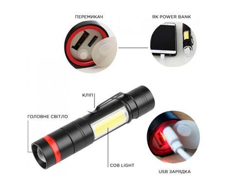 Ліхтар Quantum Assistant 3W LED+COB USB Power Bank