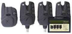 Marshal VIP 3+1 Bite Alarm Set - Комплект з 3-х сигналізаторів клювання та пейджера, 7 кольорів світлодіодів, зі снегбарами у комплекті, є можливість під"єднання додаткового сигналізатора, з захистною валізкою у комплекті, (працюють від 1-ї батарейки 9V 6