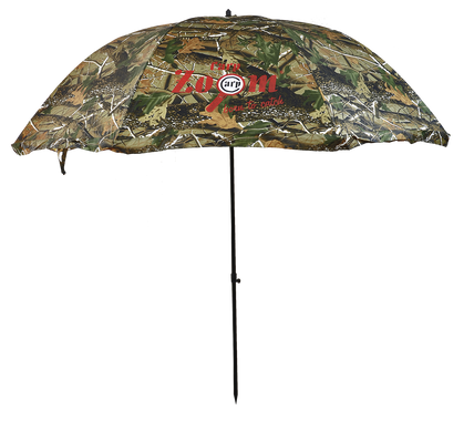 Umbrella Shelter, camou, 250cm - Парасоля рибальська камуфляжна з відстібним тентом та регулюванням нахилу, у комплекті з кілочками, діаметр: (250см), вага: (3кг)